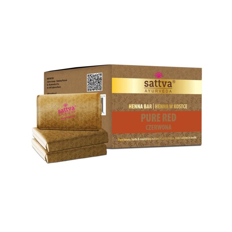 Taimne punane juuksevärv Henna Bar, Sattva Ayurveda, 3x80g