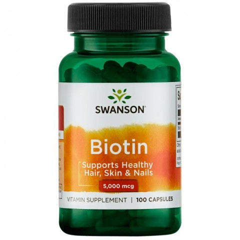 Biotin, Swanson, 5000mcg, 100 capsules