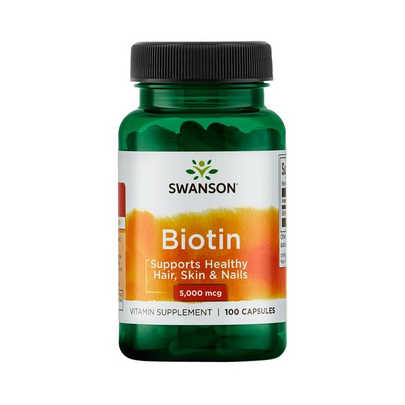 Biotin, Swanson, 5000mcg, 100 capsules Biotin, Swanson, 5000mcg, 100 capsules