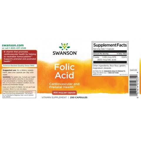 Foolhape, Swanson, 800mcg, 250 kapslit