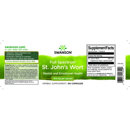 St. Johns Wort, Swanson, 375mg, 60 capsules