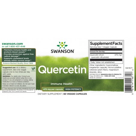 Kvertsetiin, Swanson, 475mg, 60 kapslit