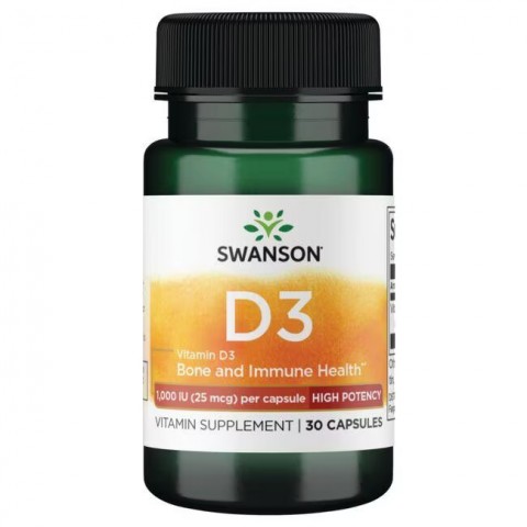 Vitamiin D3 1000TV, 25 mcg, Swanson, 30 kapslit