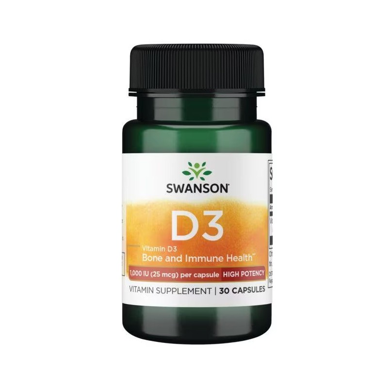 Vitamiin D3 1000TV, 25 mcg, Swanson, 30 kapslit Vitamiin D3 1000TV, 25 mcg, Swanson, 30 kapslit