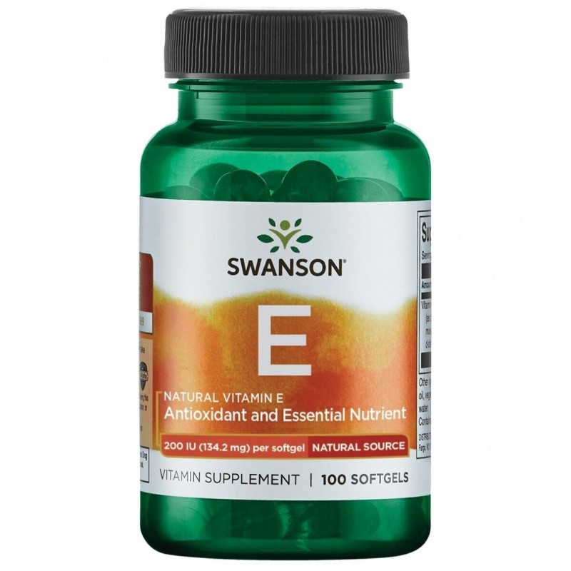 Looduslik E-vitamiin, Swanson, 200TV, 134 mcg, 100 kapslit