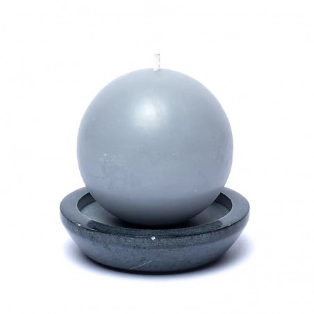 Round grey soapstone tray - candle base, 10cm