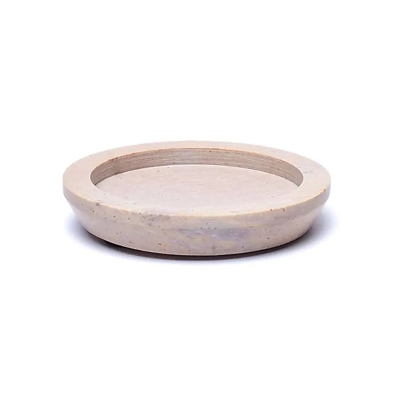 Round beige soapstone tray - candle base, 10cm