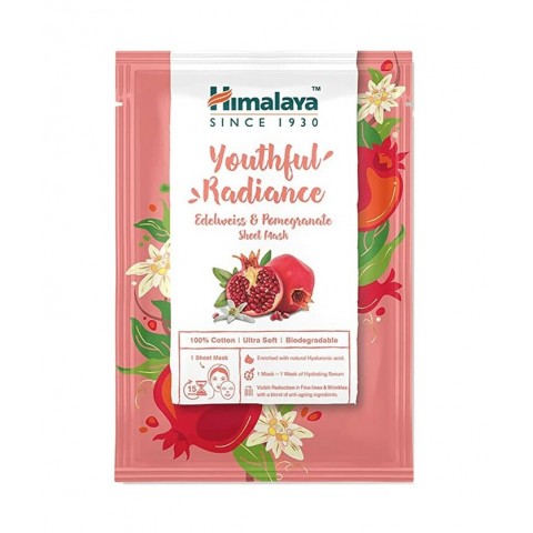 Youthful Radiance Edelweiss & Pomegranate Sheet Mask, Himalaya, 30ml