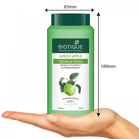 Šampoon ja palsam läikivatele juustele Green Apple, Biotique, 340 ml