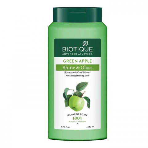 Shampoo and conditioner for shiny hair Green Apple, Biotique, 340 ml