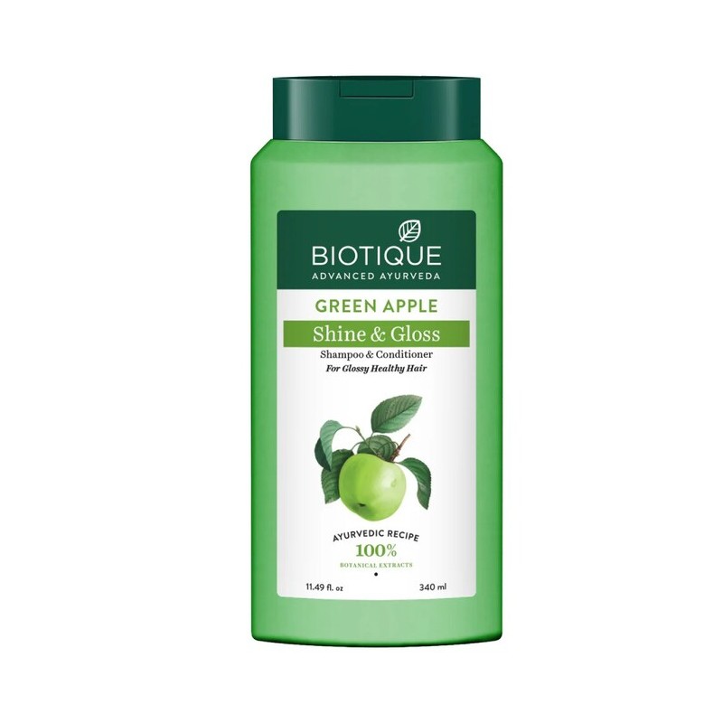 Šampoon ja palsam läikivatele juustele Green Apple, Biotique, 340 ml