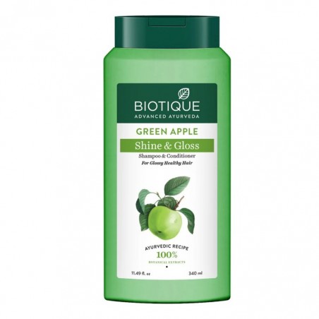 Šampoon ja palsam läikivatele juustele Green Apple, Biotique, 340 ml