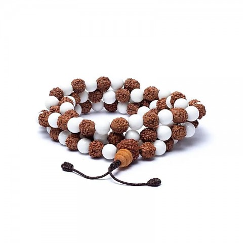 Rudraksha mala karbipulbrist, 108 helmest