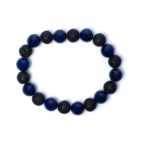 Lava stone and sodalite bracelet, 8cm