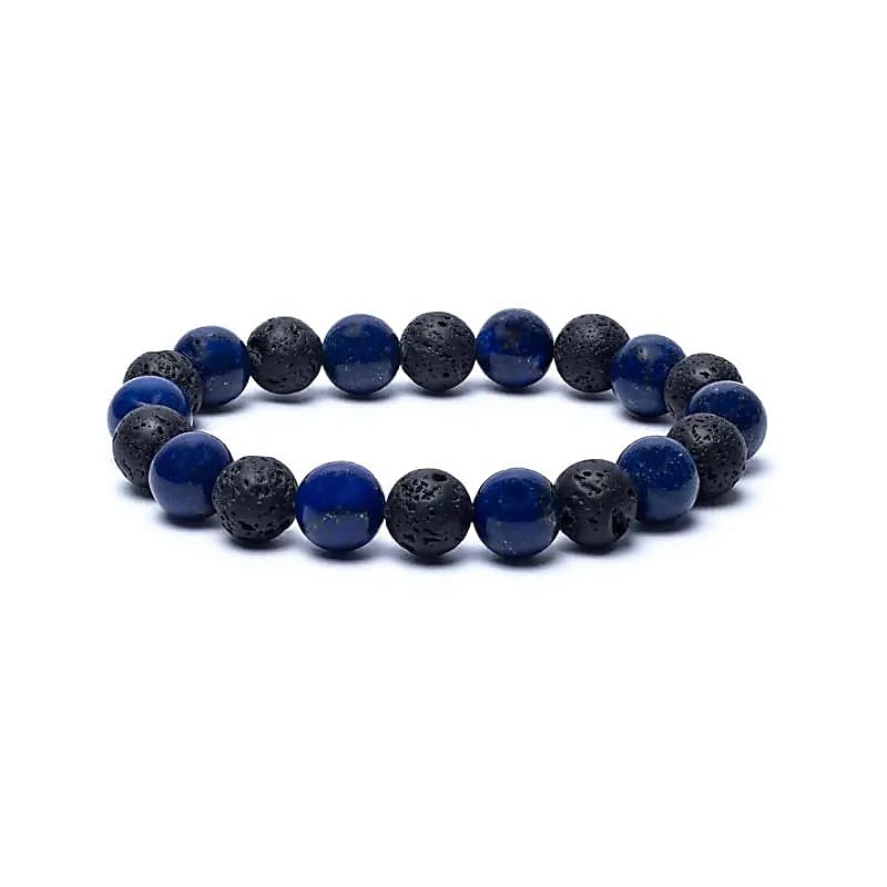 Lava stone and sodalite bracelet, 8cm