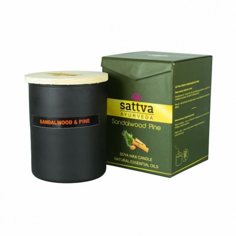 Aromaatne sojavahast küünal Sandalwood & Pine, Sattva Ayurveda
