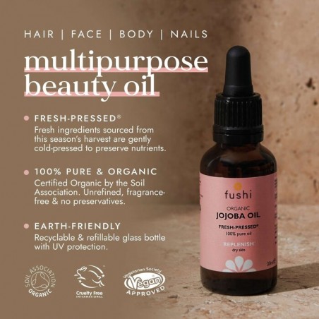 Jojobaõli Golden, külmpressitud, orgaaniline, Fushi, 30ml