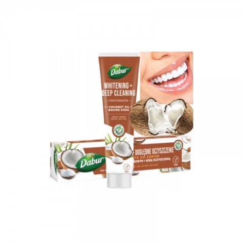 Valgendav hambapasta kookosõli ja söögisoodaga, Dabur, 100 ml