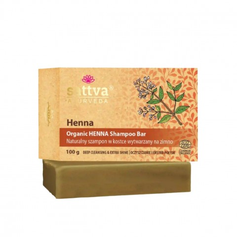 Henna tahke šampoon, orgaaniline, Sattva Ayurveda, 100g
