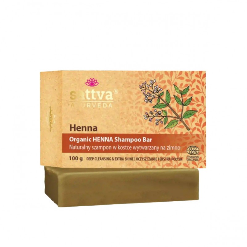 Твердый шампунь с хной, органический, Sattva Ayurveda, 100 г