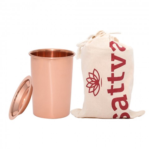 Classic copper glass with lid, Sattva Ayurveda, 350ml