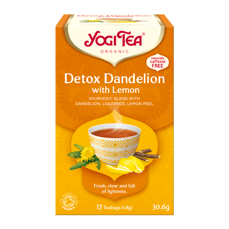 Чай из одуванчиков с лимоном Detox With Lemon, Yogi Tea, 17 пакетиков