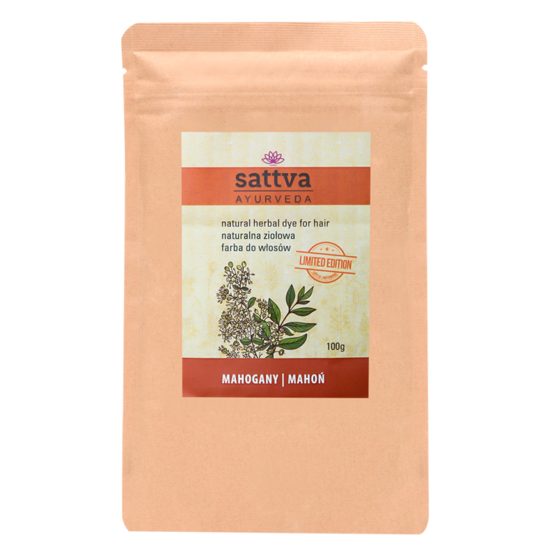 Vegetable red-burgundy hair dye Mahogany, Sattva Ayurveda, 100g