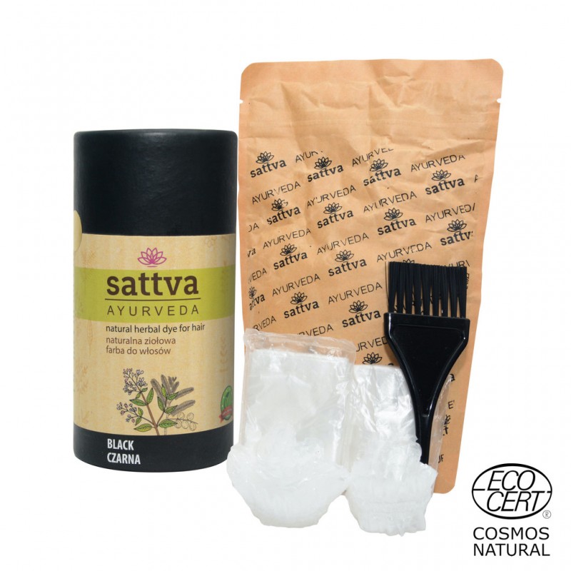 Травяная черная краска для волос Black, Sattva Ayurveda, 150г