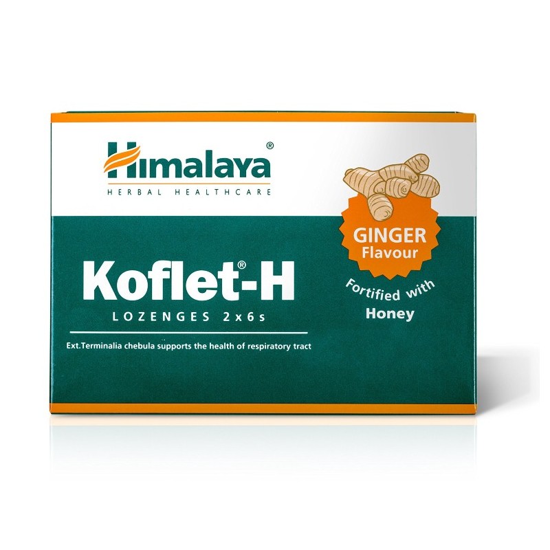 Леденцы для горла со вкусом имбиря и медом Koflet-H, Himalaya, 12 шт.