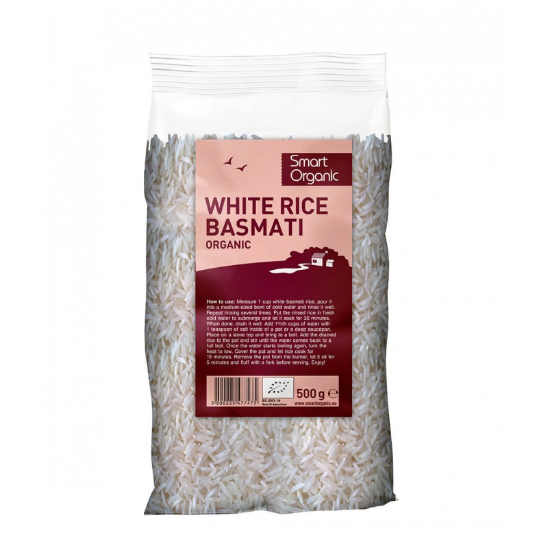 Valge riis Basmati, ökoloogiline, Smart Organic, 500g