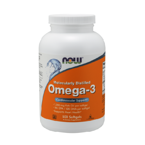 Toidulisand Omega-3 kalaõli 1000 mg, NOW, 500 kapslit