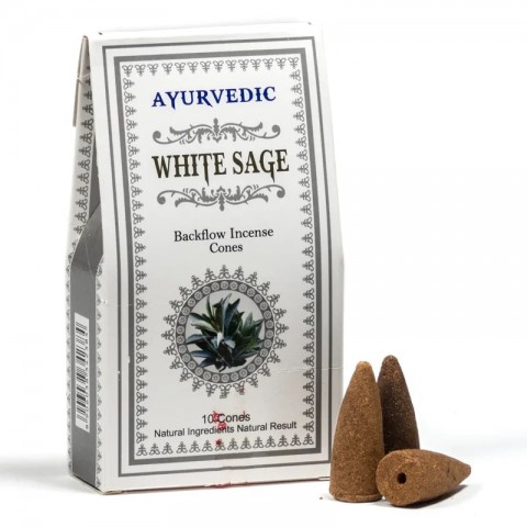 Ajurveeda viirukipõletaja BackFlow koonused White Sage, Ayurvedic, 30g