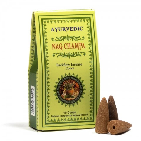 Ajurveeda viirukipõletaja BackFlow koonused Nag Champa, Ayurvedic, 30g
