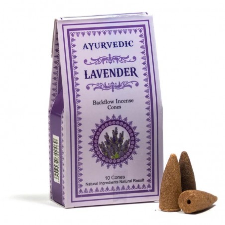 Ajurveeda viirukipõletaja BackFlow koonused Lavender, Ayurvedic, 30g