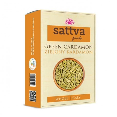 Зеленый кардамон, цельный, Sattva Foods, 100г