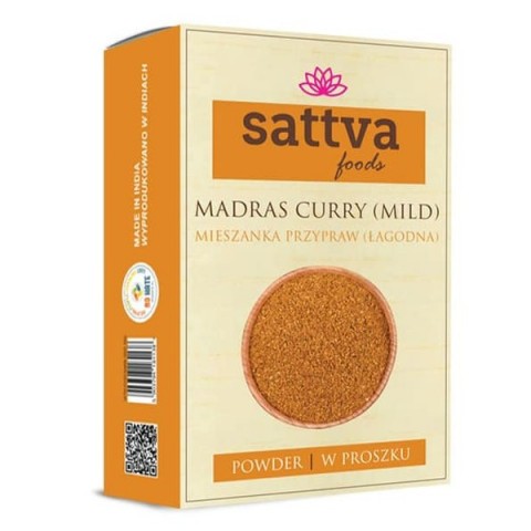 Švelnus kario mišinys Madras Curry, Sattva Foods, 100g