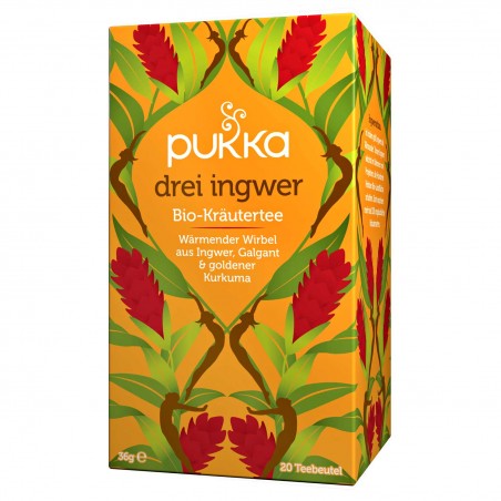 Warming tea Three Ginger, organic, Pukka, 20 sachets