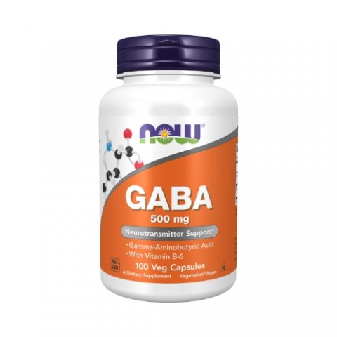 Gama-aminobutirinės rūgštis GABA, NOW, 500 mg, 100 kapsulių