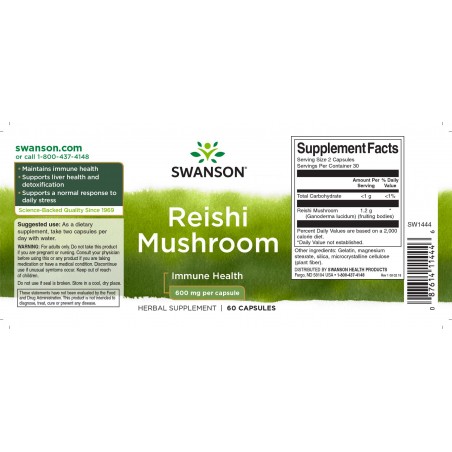 Reishi Extract, Swanson, 600mg, 60 kapslit