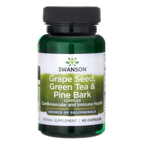 Viinamarjaseemne, rohelise tee ja männikoore kompleks, Swanson, 475 mg, 60 kapslit