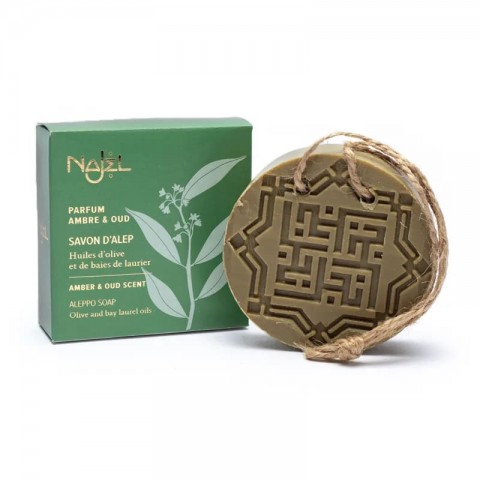 Olive and herbal soap with string Amber-Oud aroma, Njel, 150g